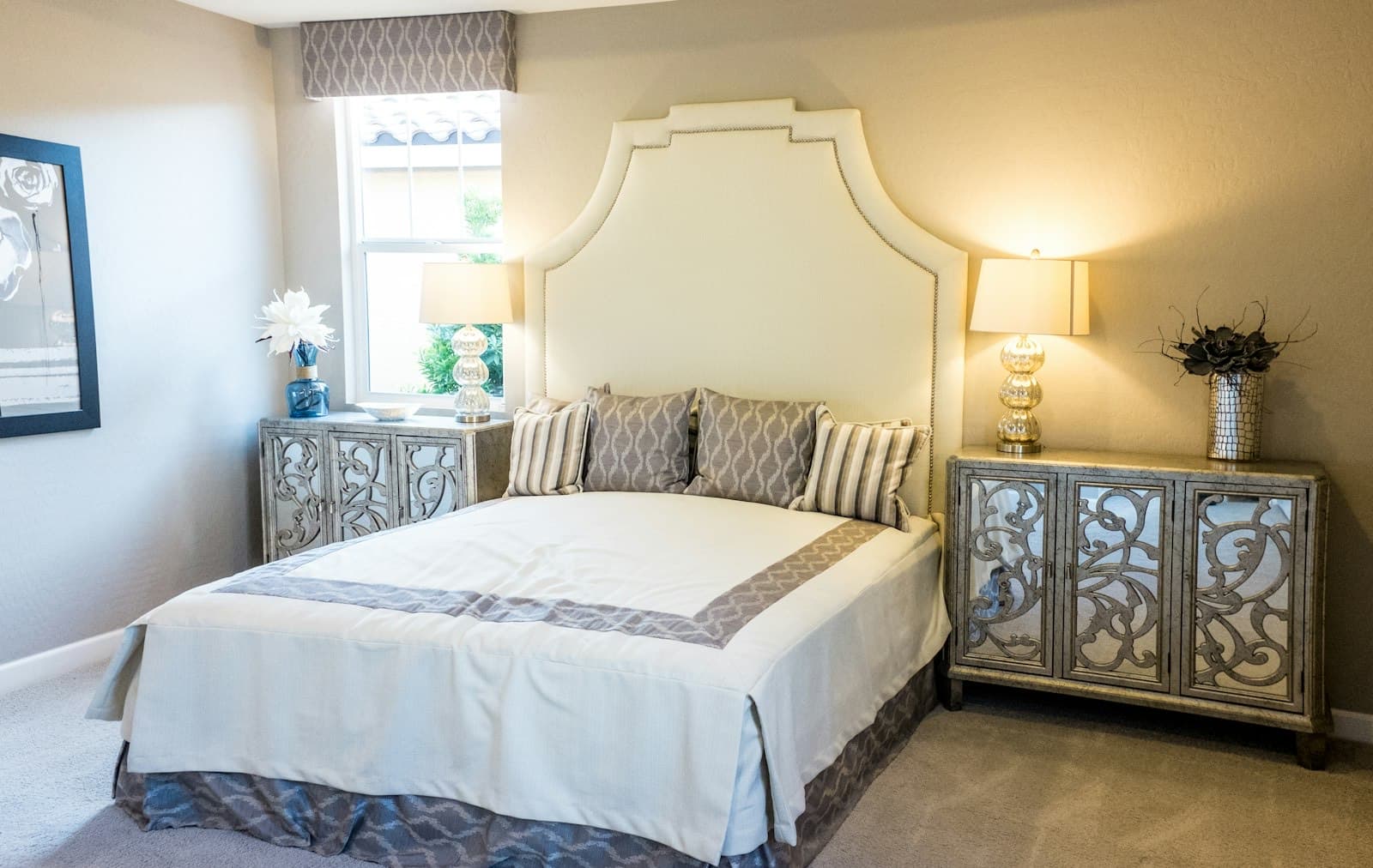 Master bedroom with storage bed and fitted wardrobe